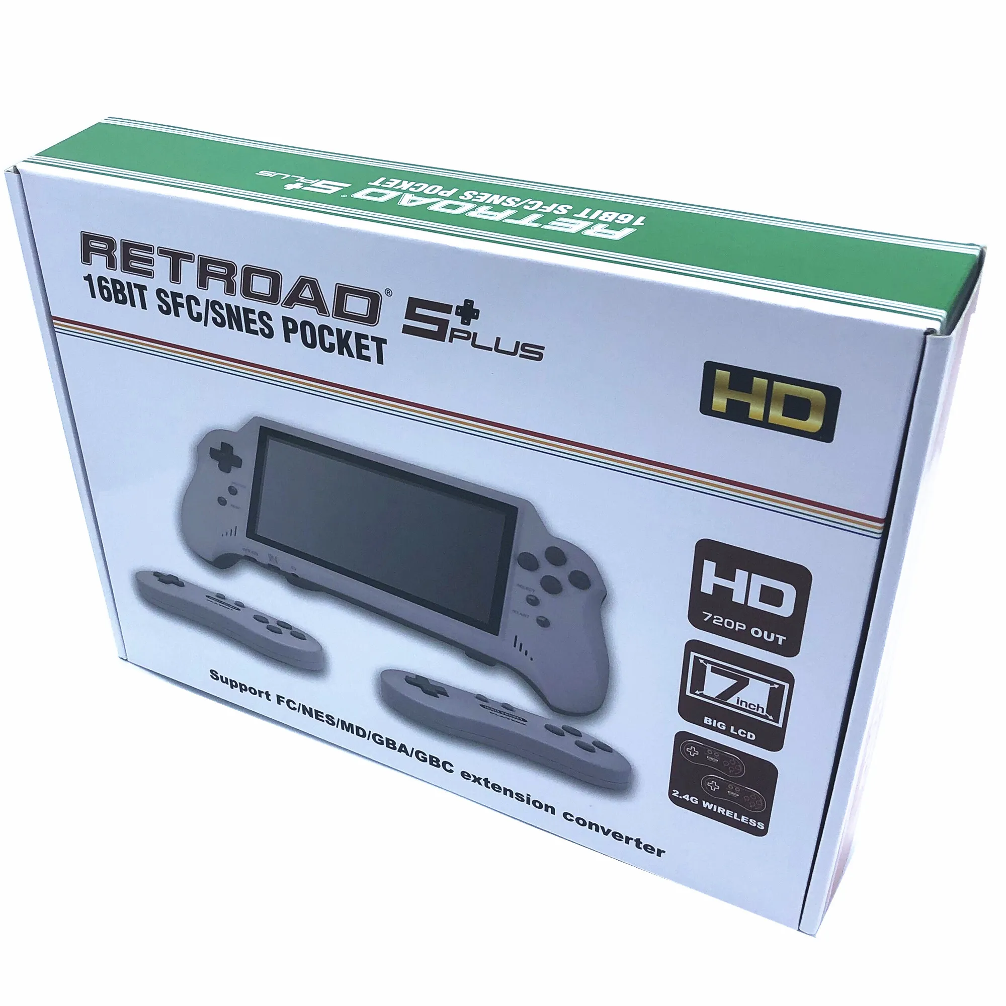 HOT HSuper Output SNES Retro HD 7 inch handheld game console 16BIT HDMI ULTRA SNES POCKET RETROAD 5PLUS 2.4G Wireless controller
