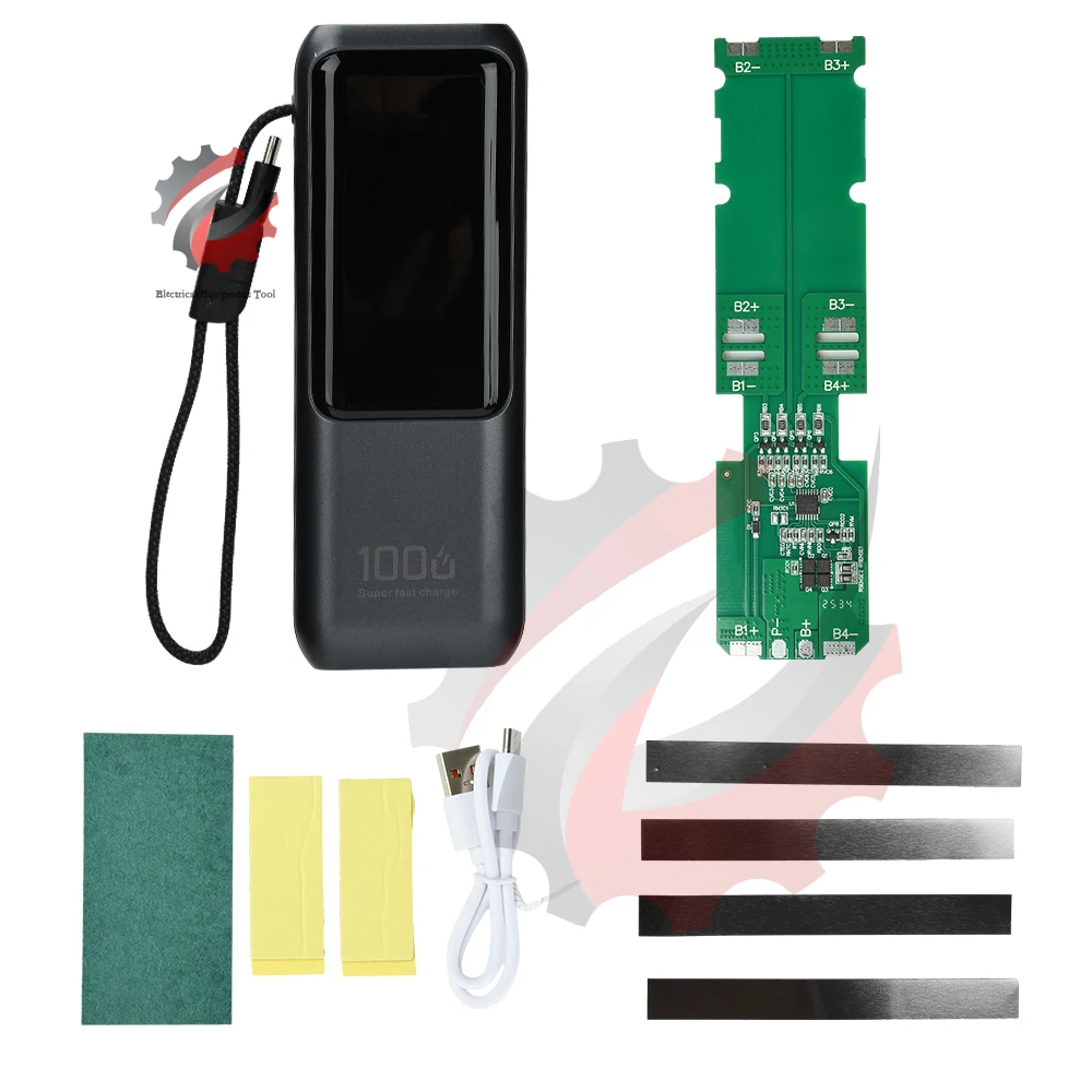 Power Bank portatile con display digitale intelligente a LED con cavo integrato Power Bank a ricarica rapida ad alta potenza da 100 W di grande capacità