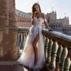 2025 Off The Shoulder Sleeveless Wedding Dresses Elegant Bridal Lace Sleeves A-Line Fork Engagement Ball Women Robes Customized 4