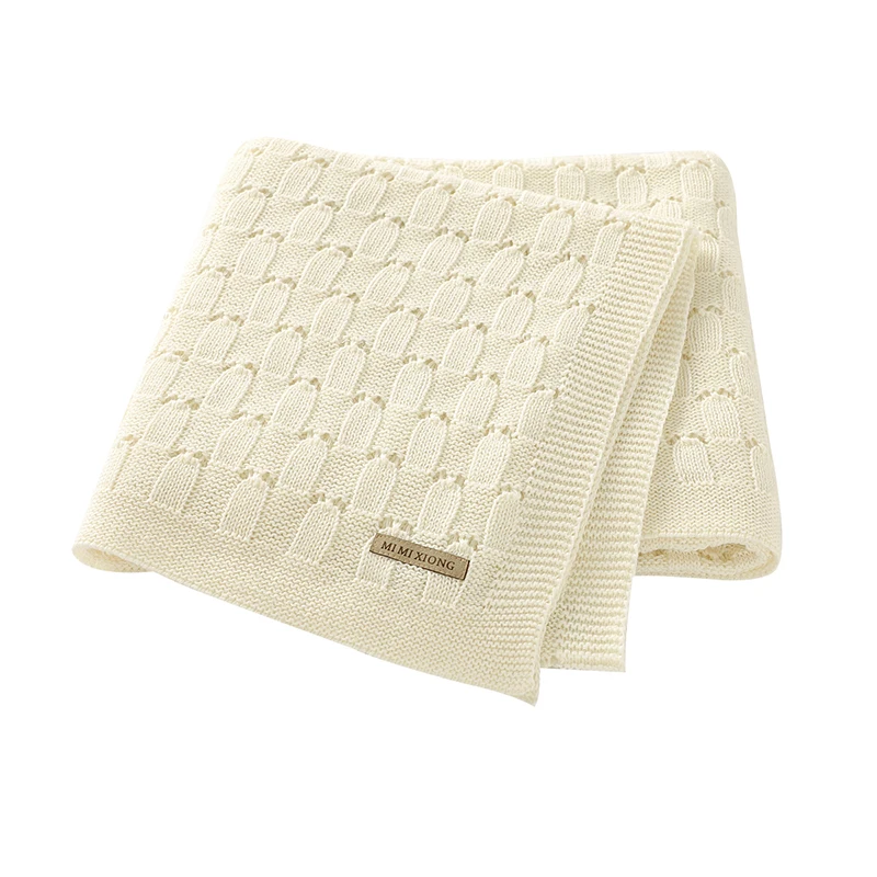Baby Blankets Plaid 100*80cm Knit Newborn Infant Boy Girl Solid Color Stroller Swaddle Wrap Soft Comfortable Toddler Cotton Mats