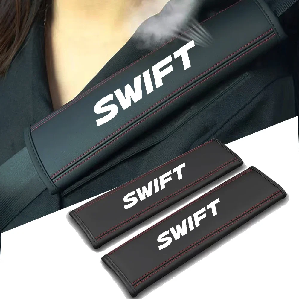 1 PCS Leather Car Seat Safety Belt Cover Soft PU Car Seat Belt Case Protector Shoulder Strap Pads for Suzuki Swift
