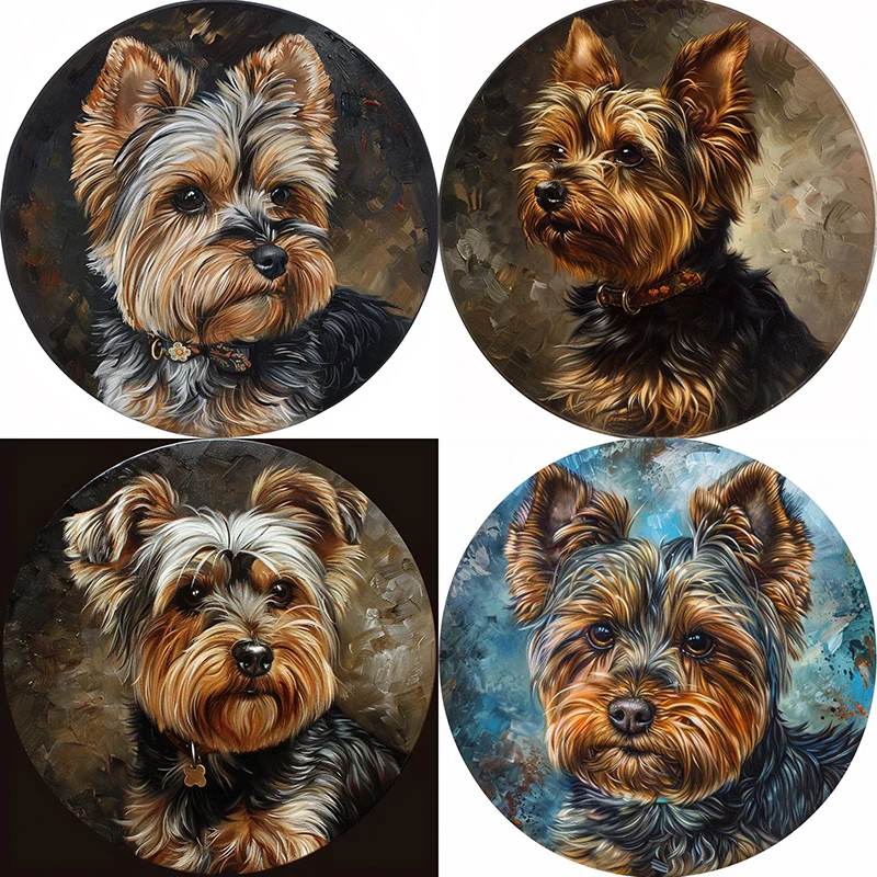 Yorkshire Terrier Pet Ornaments-Customizable Circular Aluminum Decorative Paintings for Cats & Dogs-Ultra High Definition