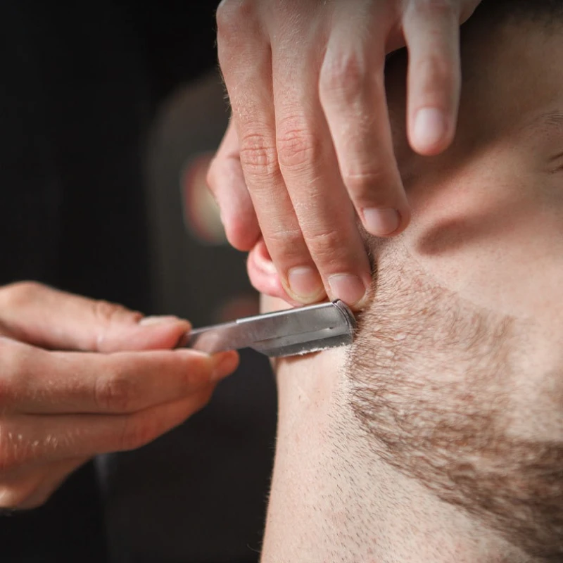 Leichtes Rasiermesser, klassisches Barbier-Pflegewerkzeug, Kunststoffgriff, Edelstahlklinge, einseitig geschliffenes Rasiermesser_voghion.com