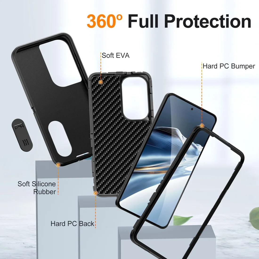 3-in-1 Shockproof Slim Heavy Duty Case with Kickstand