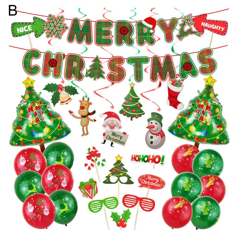 

Lovely Christmas Festive Bright colored Elk Bell Party Flag Decor Xmas Christmas Pull Flag 1 Set