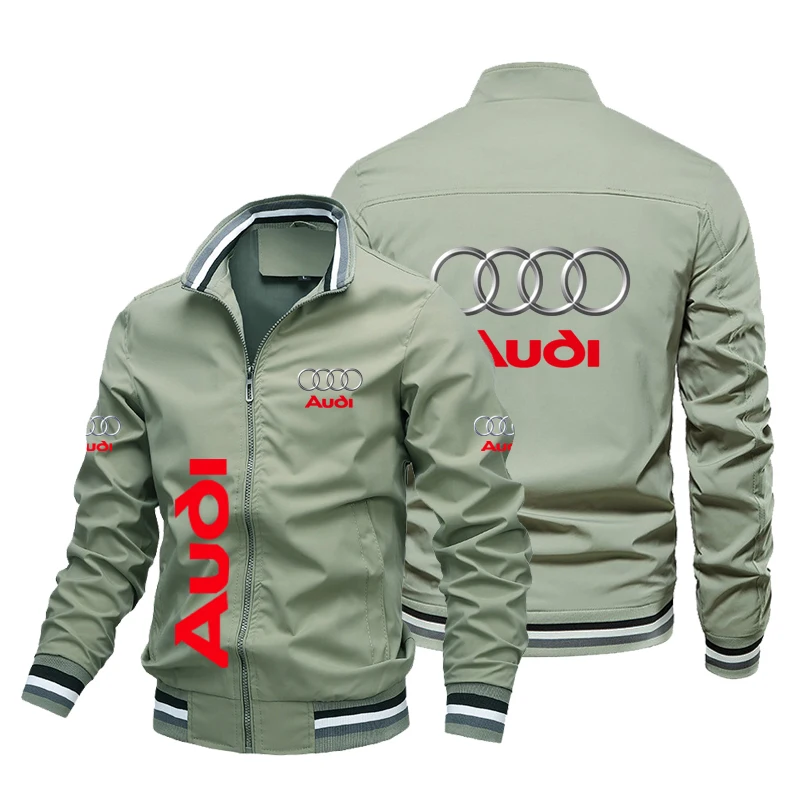 Men's Racing Jacket Audi Car Logo Jacket Fashion Oversized Motorcycle Jacket Windproof Cycling Jacket Audi Men's Clothing 4