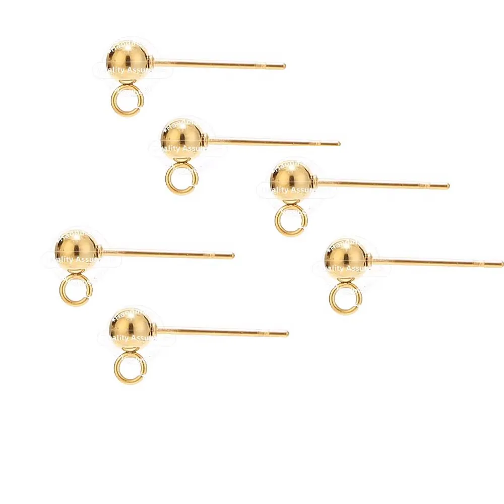 10 pezzi di orecchini a bottone con sfera in oro in acciaio inossidabile, componenti ipoallergenici per orecchini fai da te per la creazione di orecchini  36