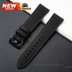 Premium Genuine Leather Watchband Replacement - Universal Strap - 22mm (Black)