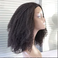Perruque de cheveux humains afro crépus bouclés 4C, demi-tête, noir naturel # 1B Noir de jais # 1 perruque pleine tête vierge Remy fabriquée à la machine pour femme 2