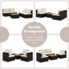 5 Piece Rattan Sofa Set, Patiojoy Outdoor Wicker Furniture Set with Seat & Back Cushions, Square Coffee Table, Garden Sofa Set 2
