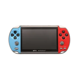 Compact Retro Arcade Console for Kids - Handheld Gaming Emulator (Blue Red)