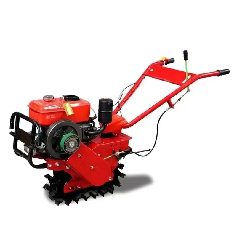 

new chain track micro tiller, gasoline diesel trenching machine, multifunctional, loosening soil