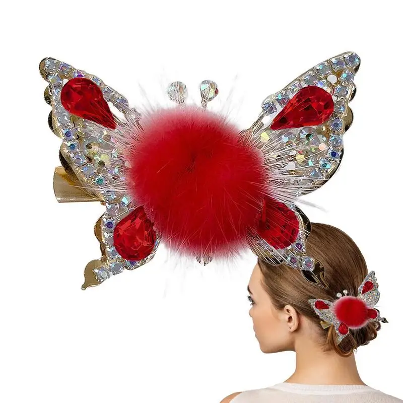 

Butterflies Hairpin Shiny Moving Butterflies With Pompom Hair Clips Butterflies Hair Barrettes Hairpin Cute Rhinestone Bobby