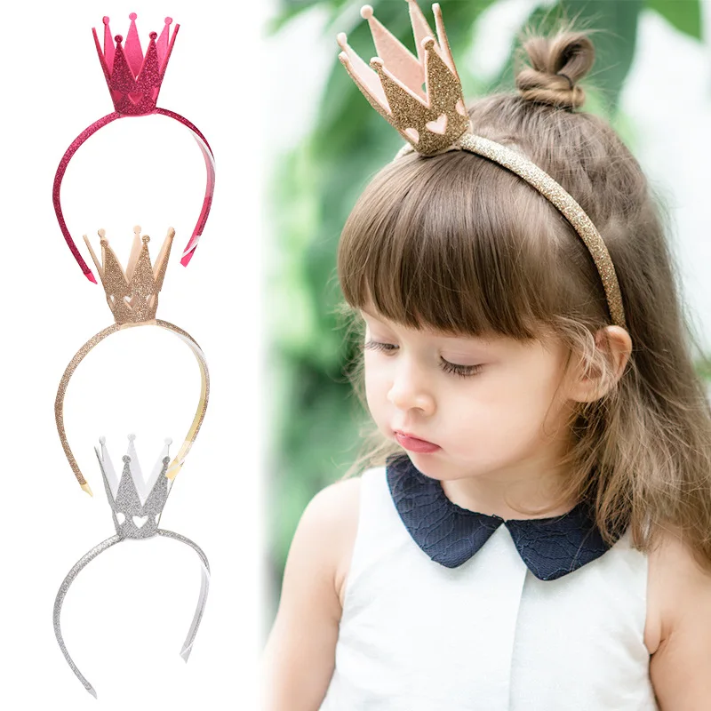 Baby Crown Headbands for Golden Kids Girls Sparkling Festival Princess Headbands Baby Cute Kawaii Headwear Children Accessories