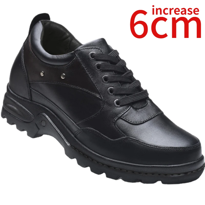 

Genuine Leather Height Increasing Elevator Shoes with Hidden Insole Heightening Men Taller Increase 6cm Casual Shoe Men Sneakers