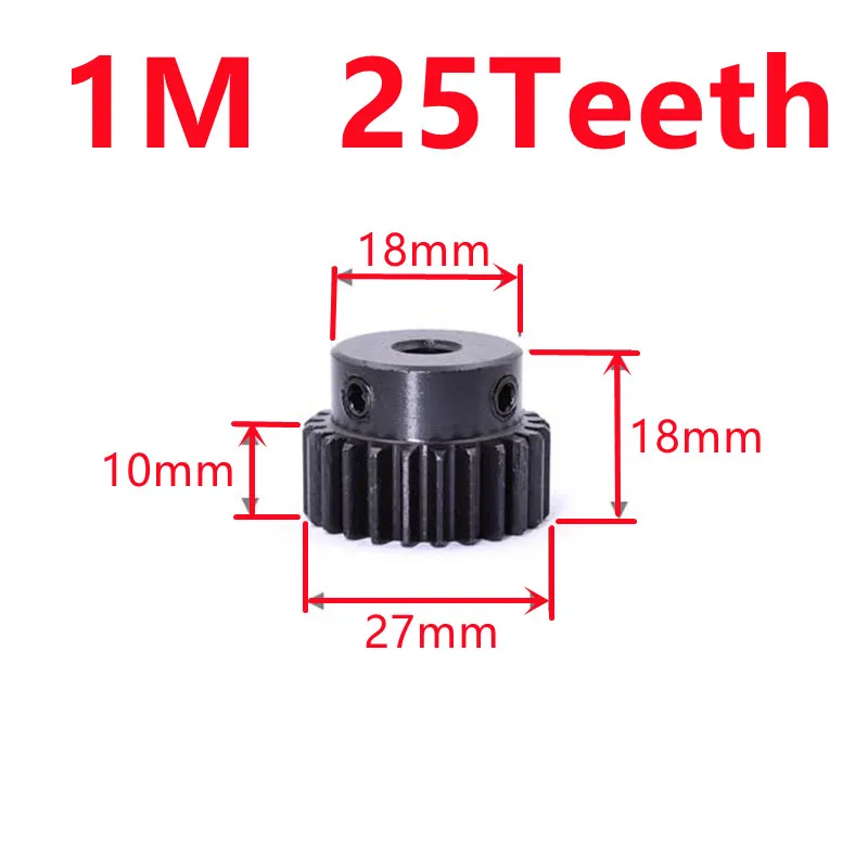 

2PCS 1M 28 Teeth Spur Sprocket Gear Bore 6/8/10 /12/ mm Motor Gear Low Carbon Steel Black Metal Gear for CNC Machine