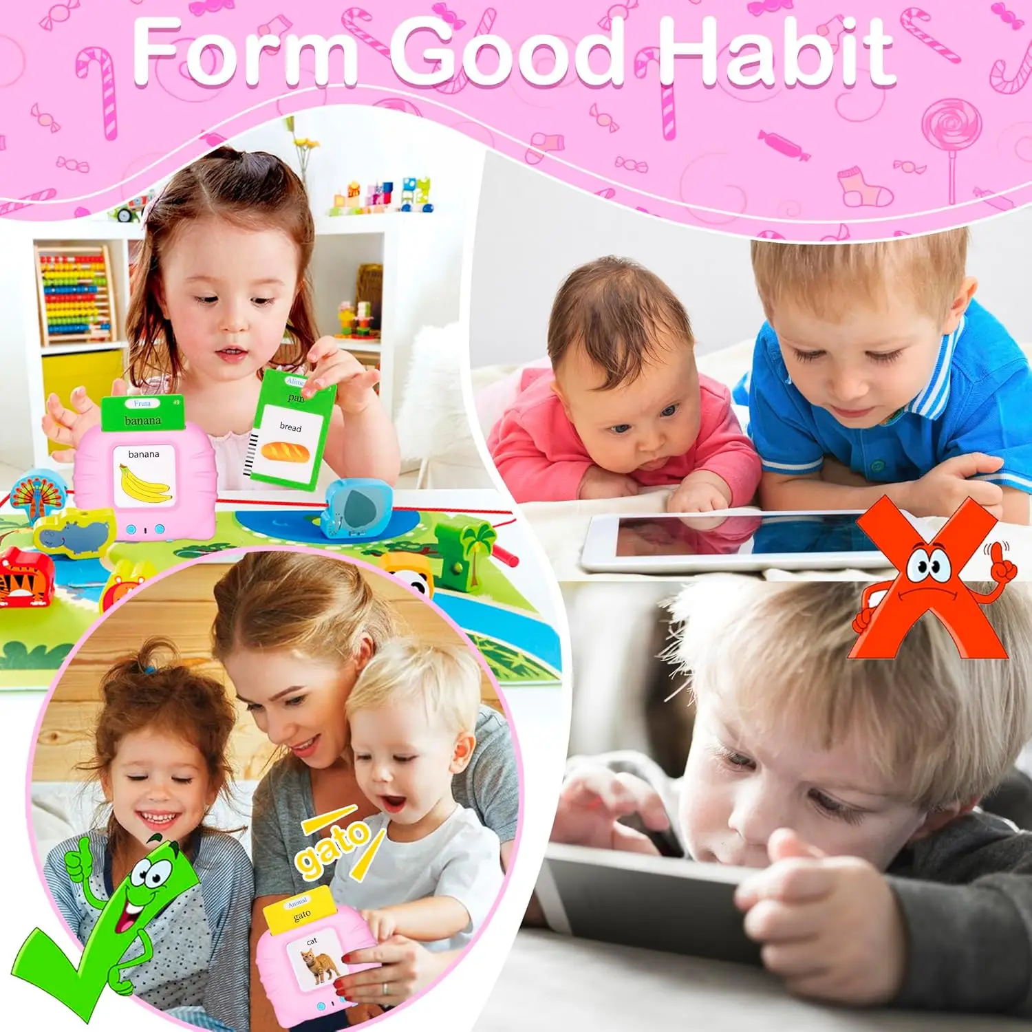 510 Spanish Flash Cards for Kids 3+Years Pocket Speech for Toddlers Montessori Toys Christmas birthday learning gift travel toy