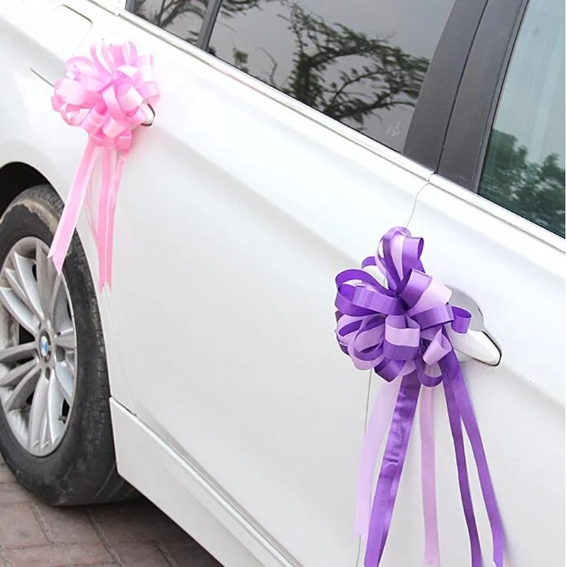 10pcs/lot Beauty Ribbon Pull Bows Wedding Car Decoration Flower