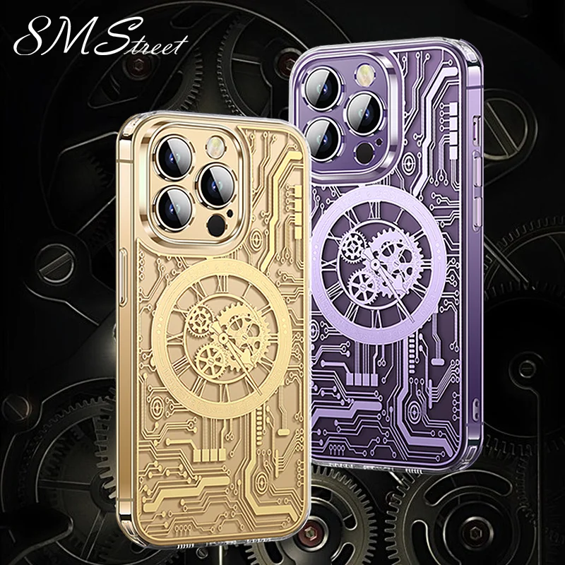 Lovmooful Funda Magnética Compatible Con IPhone 14 Plus/15 Plus, Compatible Con MagSafe, Transparente, Bonita Estética Con Bordes De Color, Diseño Para Niñas Y Mujeres, TPU Suave + Policarbonato A
