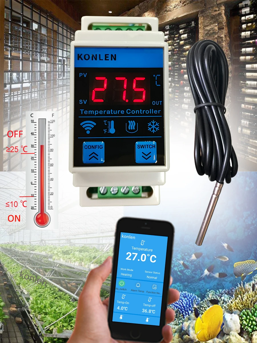 Tuya WIFI temperature Sensor Thermometer Monitor Heating Freezer Controller Room