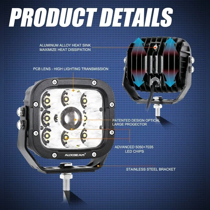 1 쌍 5 인치 LED 작업 조명 50W 6500K 헤드 라이트 운전 램프 트럭 SUV 4WD ATV 용 LED 스포트 램프