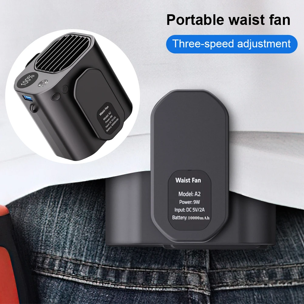 Turbo Track Clip On Fan - 3-in-1 Rechargeable Neck & Waist Fan With Digital Display