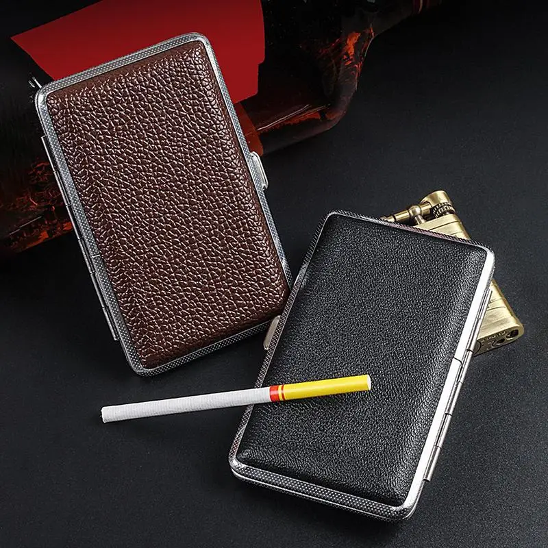 PU Leather Cigarette Case with Metal Frame