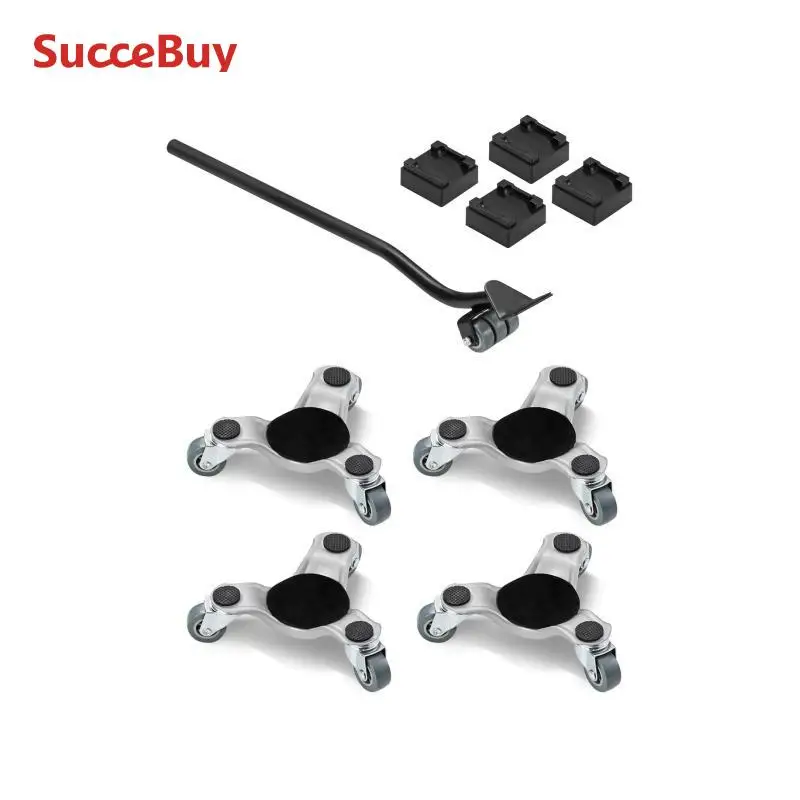 SucceBuy 4 pcs Furniture Dolly Movers with Triangle Swivel Caster & 3 Wheels Fridge Lift Mover Tool Set for Home Appliances Sofa