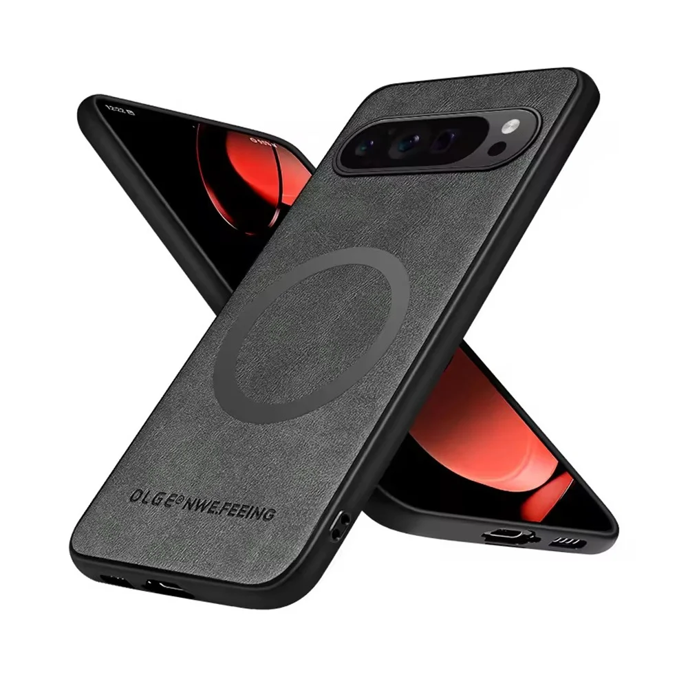 Magnetic Leather Shockproof Phone Case with Magsafe Charging Compatibility