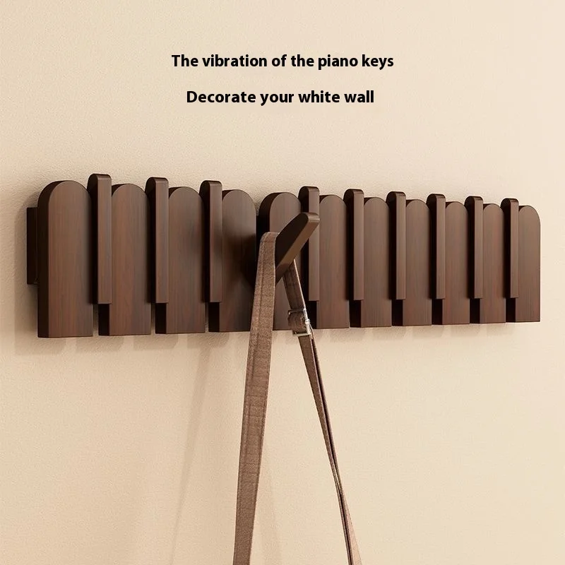 Piano key hanging clothes rack, wall mounted entrance hook, solid wood clothes rack for entrance door, wall foyer 2