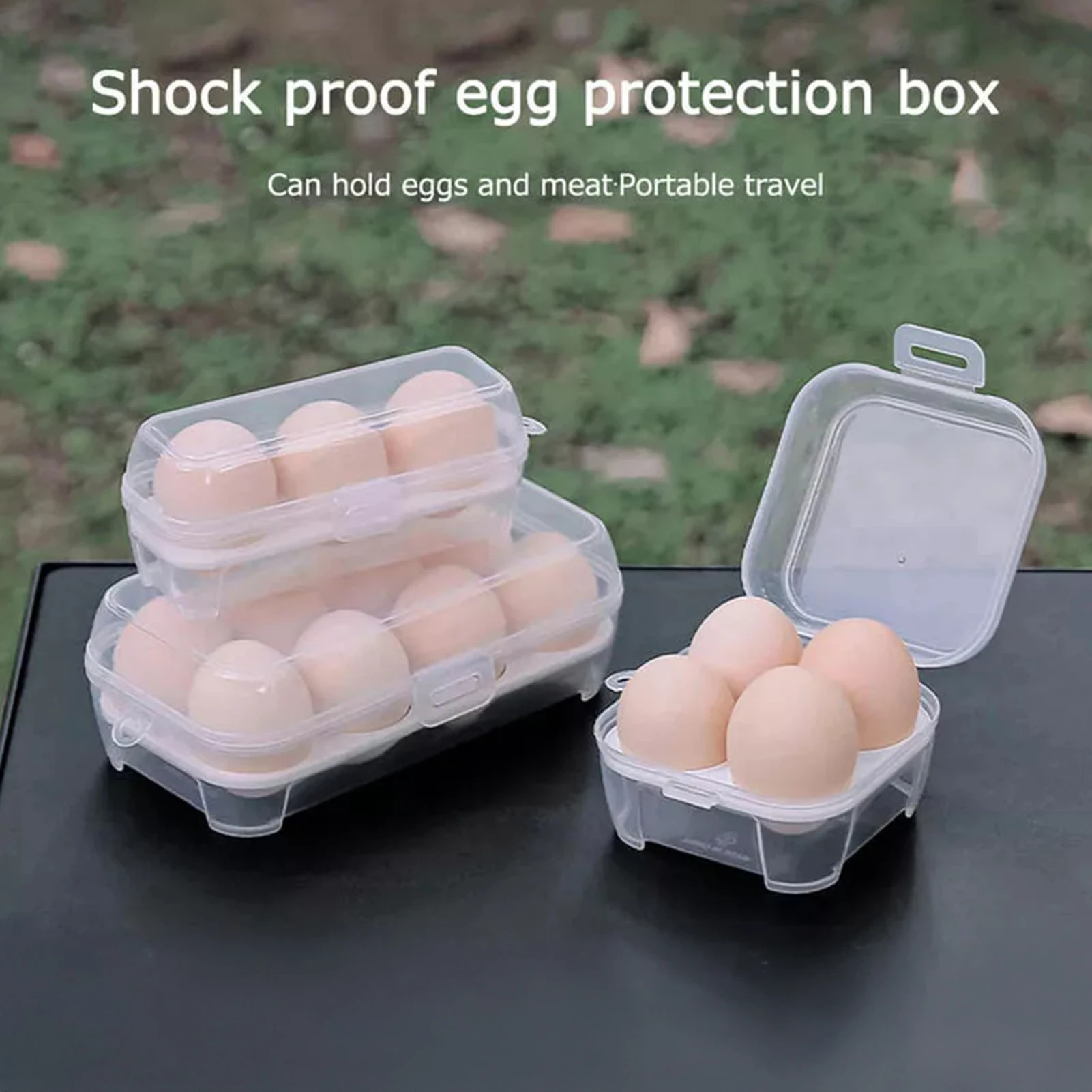 Portable Egg Box 3/4/8 Grids Portable Egg Box Outdoor Transparent Egg Organizer Box For Camping Picnic Barbecue Practical Outdoor Accessories 1pc