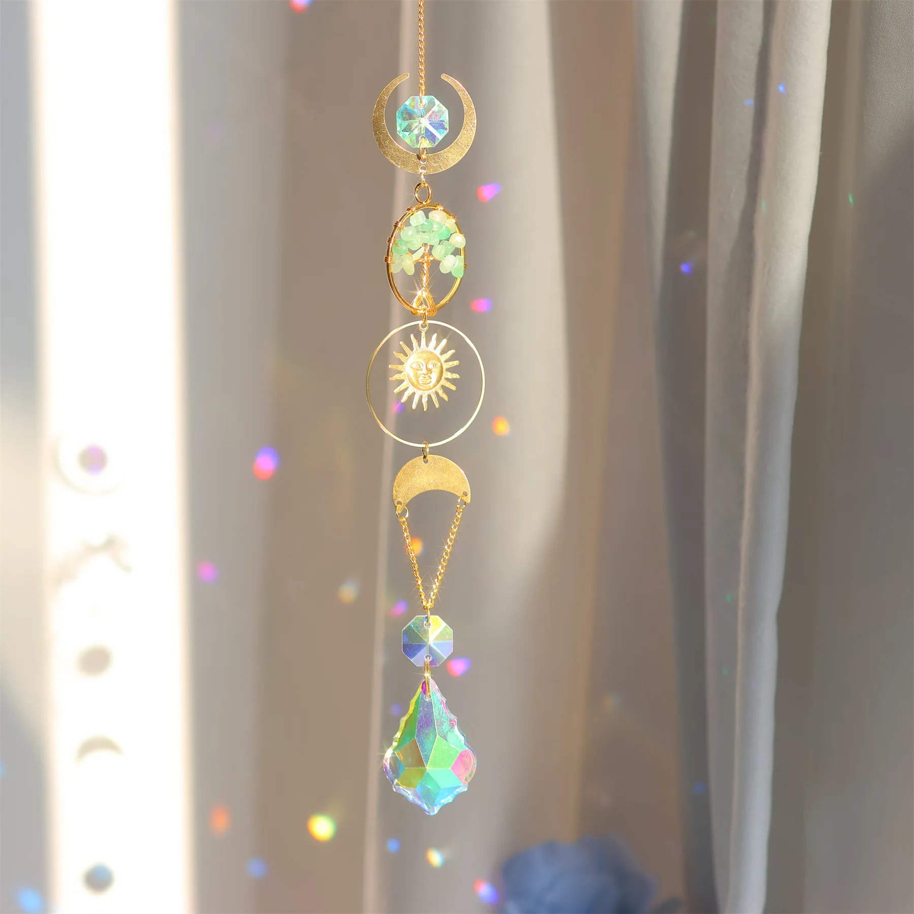 Sun Catchers with Crystals Tree of Life Crystal Suncatcher for Window Prisms Light Catcher Indoor Outdoor Home Party Garden