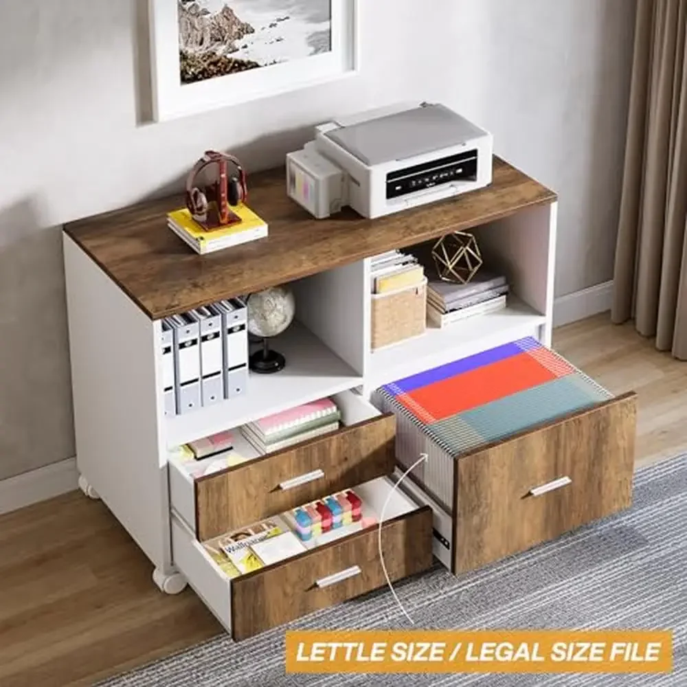 63-inch Executive Computer Desk with File Cabinet Office Desk Set Home Office L-Shaped Desk with Drawers and Filing Cabinet 4