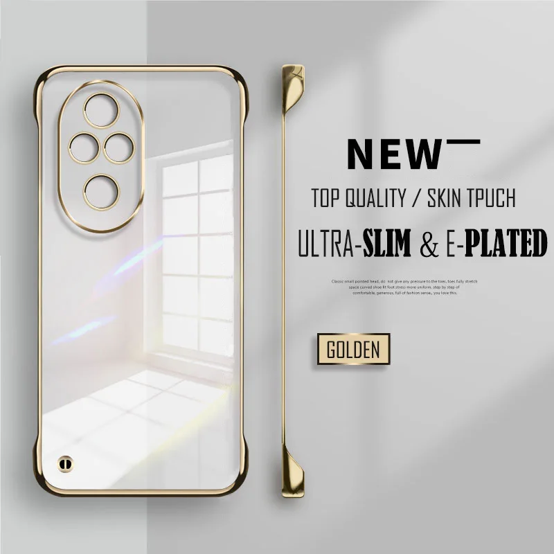 Luxury Plating Transparent Frameless Ultra Thin Case with Clear Lens Protection Cover