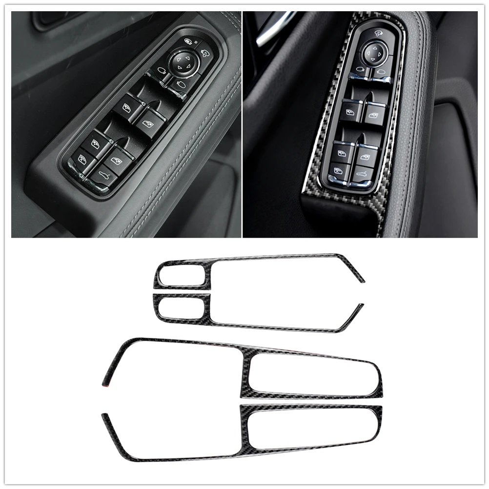 

2PCS Window Lift Switch Button Panel Cover Trim Knob Control Board Sticker Strip Frame For Porsche Macan 2015-2022