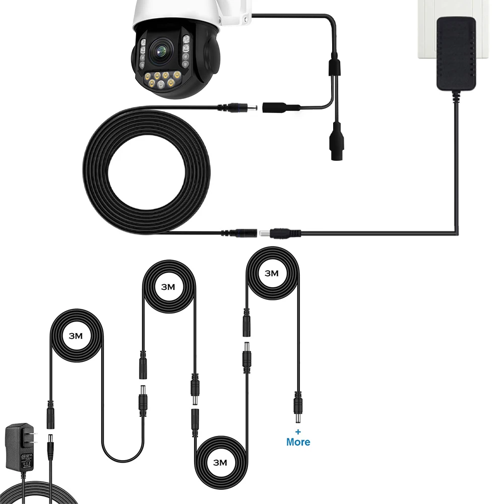 12V DC Extension Cable 5.5mm*2.1mm Male Female Power Cord Cable 1m 2m 3m 5m 10m Extend Wire for CCTV Camera DC Extend Power Cord