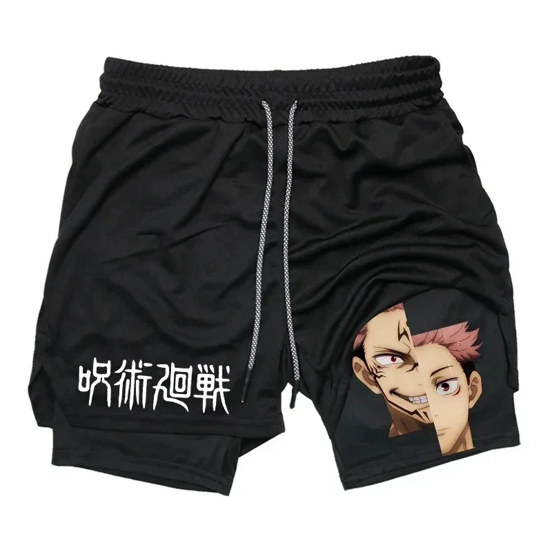 Jujutsu Kaisen Anime Graphic 2 in 1 Compression Shorts for Men Quick Dry Lightweight Gym Performance Shorts Athletic Activewear 3