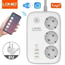 Smart Power Strip with WiFi and Bluetooth Control, EU Plug, 3 USB Ports, and Timer Functionality - EU PLUG (EU)