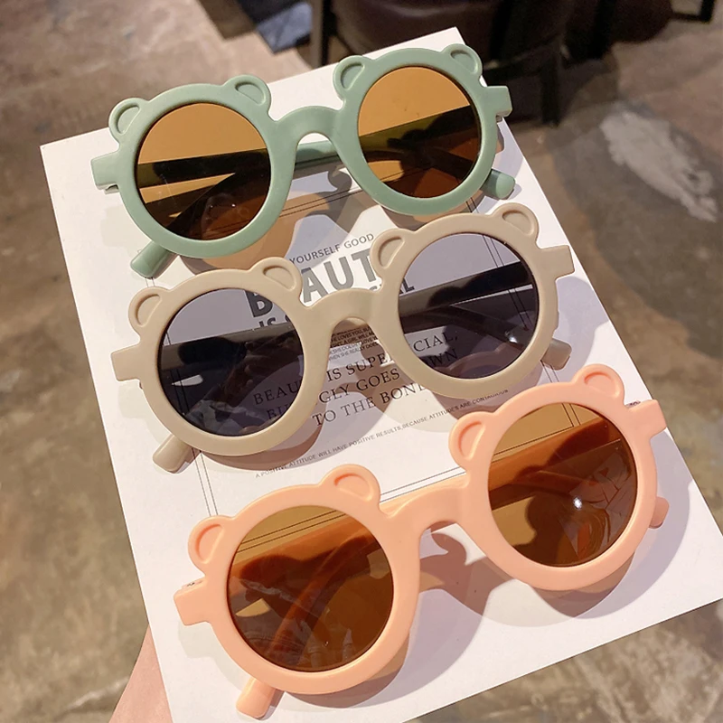 

Trendy Baby Sunglasses Kids Cartoon Bear Foldable Lovely Children's Bear Shape Eye Protection Glasses Vintage Eyewear Eyeglass