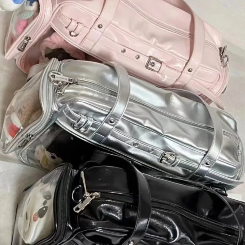 JIAERDI Harajuku Pink Ita Bag Women Anime College Uniform Pocket Pu Leather Shoulder Bags Student Large Capacity Handbag Wallet