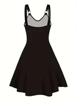 European and American fashion plus size women's spring and summer new butterfly print V-neck dress sleeveless A-line camisole dr - Image 2