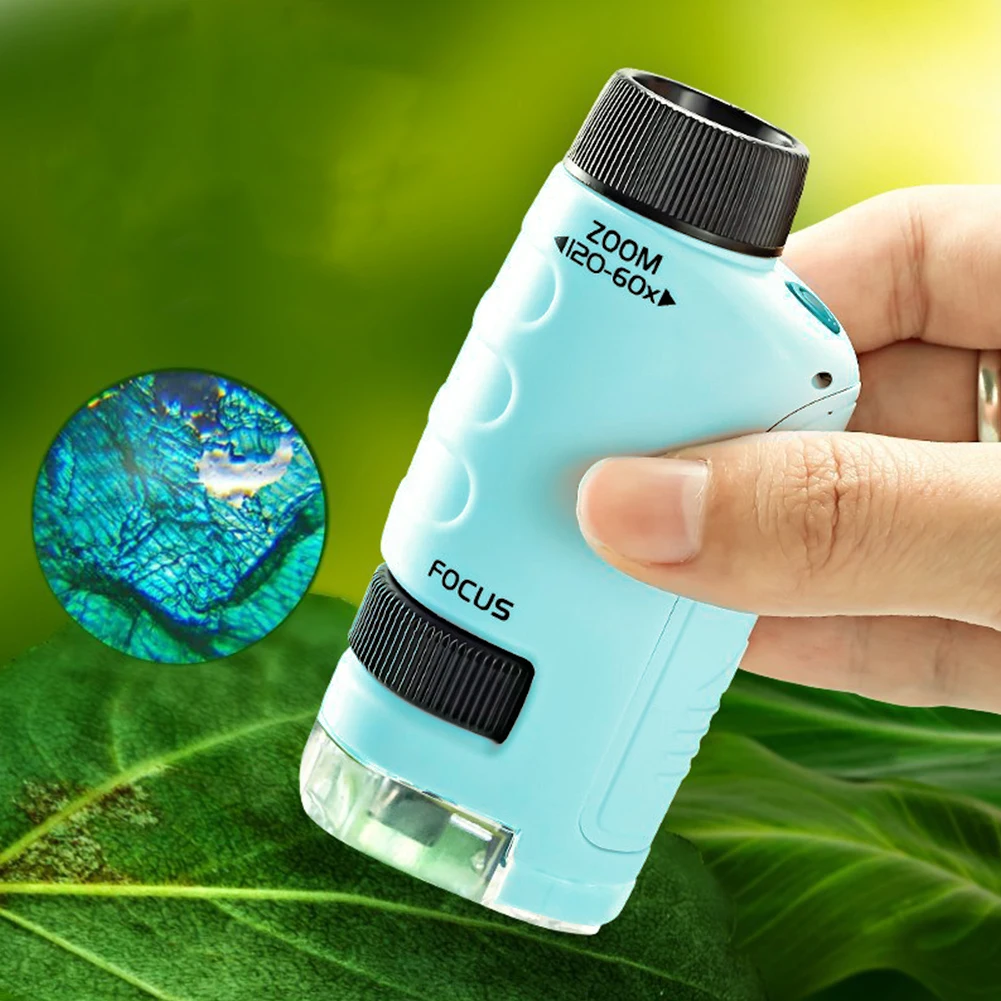 Handheld Microscope Mini Pocket Microscope Kit 60-120x Lab Zoom Wheel Adjustable with LED for Kids Educational handheld microscope mini microscope pocket microscope