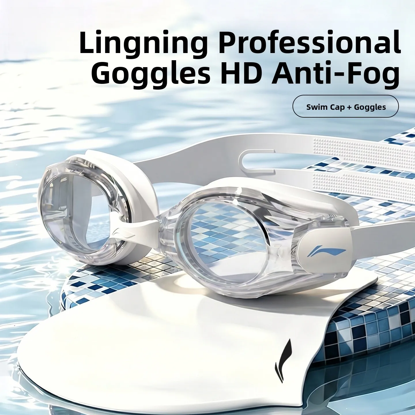  Swimming Goggles High Definition Anti-Fog Waterproof Unisex Summer Swimming Goggles Diving Glasses Swimming Cap Set - 3