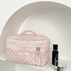 Cute Quilting Cotton Makeup Bag Women Zipper Cosmetic Organizer Female Cloth Handbag Box Shape Portable Toiletry Case For Girls 2