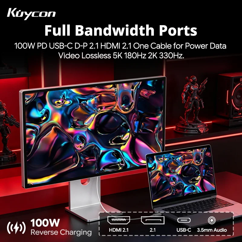 쿠이콘 P27Z 27인치 모니터 5K 180Hz 2K 330Hz 듀얼 모드 게이밍 모니터, 6개 스피커 서라운드 사운드, 눈부심 방지 컴퓨터 디스플레이