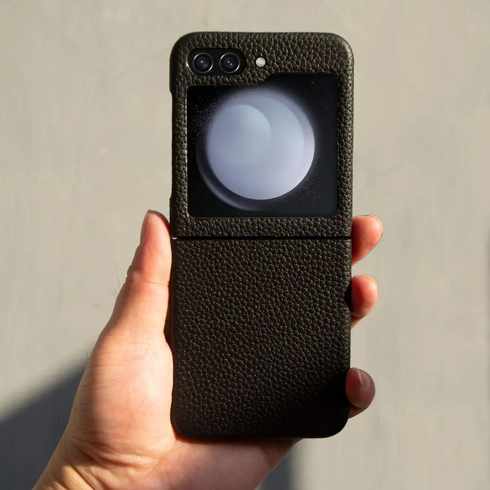 Enhanced Product Title: Luxurious Litchi Pattern Genuine Leather Flip Case