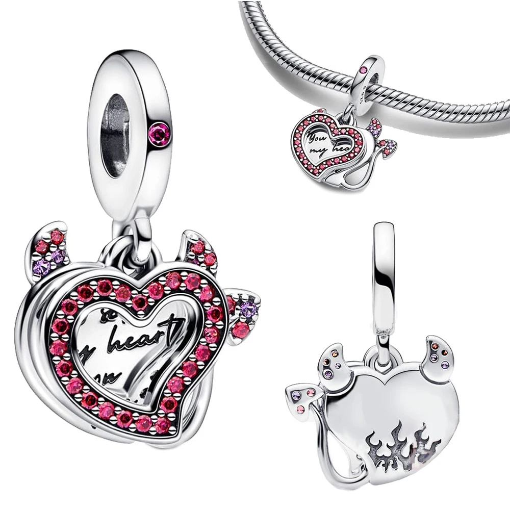 Rose Gold Heart Shape Silver Colour Charm for Women Festival Jewelry Gift Fit DIY Bracelet Necklace Chrams