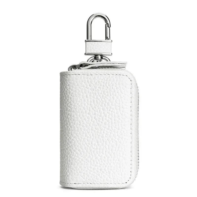 Premium Genuine Leather Double Zipper Car Key Pouch and Wallet Organizer