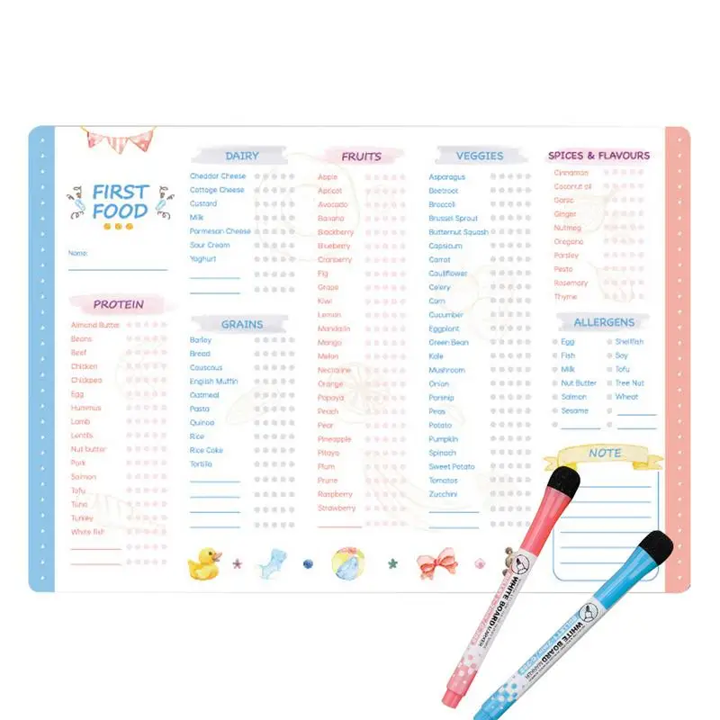 Magnetic Reusable Baby First Foods Tracker Chart