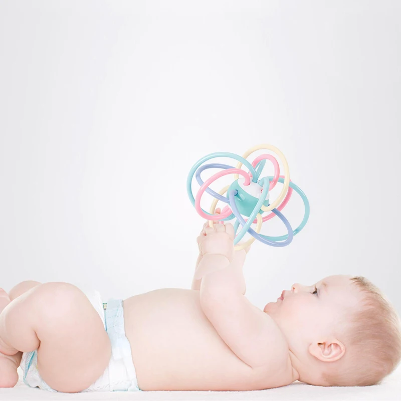 0-12 Months Newborn Baby Development Ball Safe Soft Teething Toys Plastic Hand Bell Early Educational Rattle Teether |